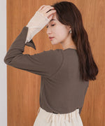 袖スリットチュールカットトップス