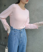 袖スリットチュールカットトップス