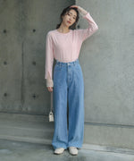 袖スリットチュールカットトップス