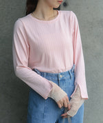 袖スリットチュールカットトップス