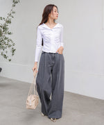 【S・M・Lサイズ展開】タック入りデニムパンツ