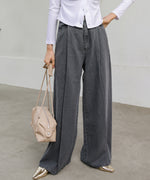 【S・M・Lサイズ展開】タック入りデニムパンツ