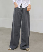 【S・M・Lサイズ展開】タック入りデニムパンツ