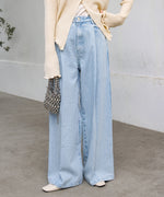 【S・M・Lサイズ展開】タック入りデニムパンツ