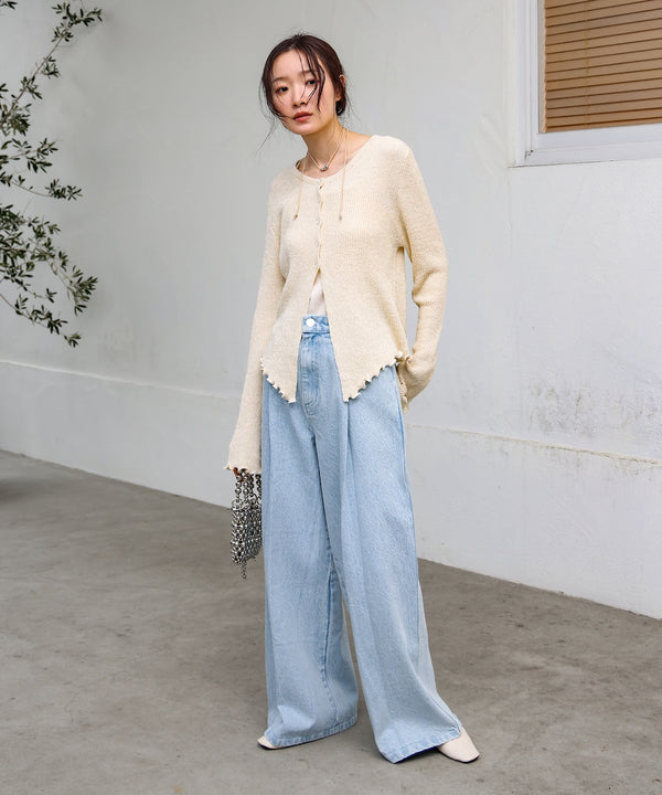 【S・M・Lサイズ展開】タック入りデニムパンツ