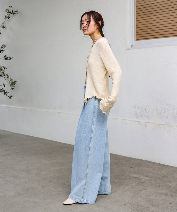 【S・M・Lサイズ展開】タック入りデニムパンツ