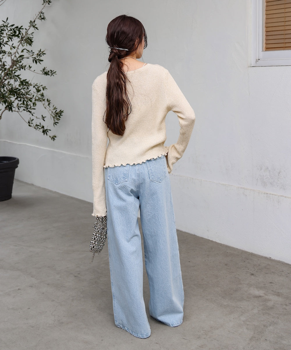 【S・M・Lサイズ展開】タック入りデニムパンツ