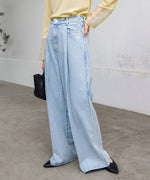 【S・M・Lサイズ展開】タック入りデニムパンツ