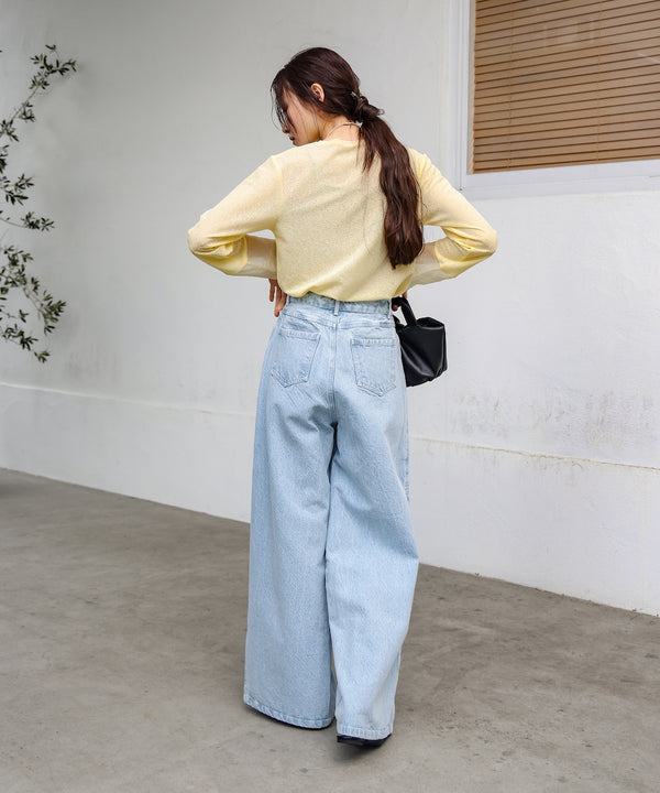 【S・M・Lサイズ展開】タック入りデニムパンツ