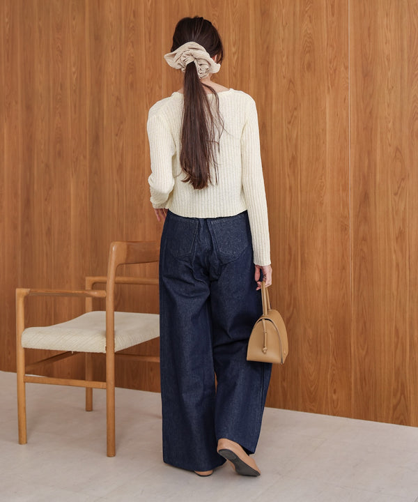 【S・M・Lサイズ展開】タック入りデニムパンツ