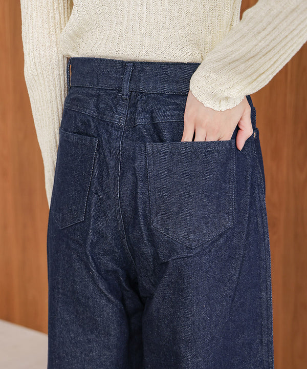 【S・M・Lサイズ展開】タック入りデニムパンツ