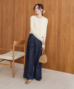 【S・M・Lサイズ展開】タック入りデニムパンツ