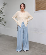 【S・M・Lサイズ展開】タック入りデニムパンツ