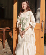 【Sサイズあり】異素材ドッキングギャザーワンピース