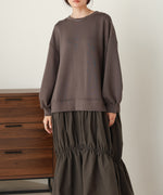 【Sサイズあり】異素材ドッキングギャザーワンピース