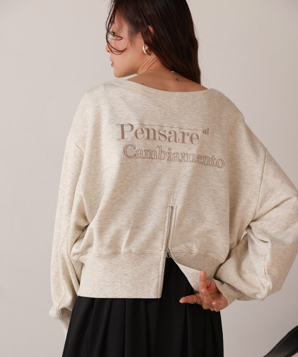 front-rear 2way logo zip sweat top