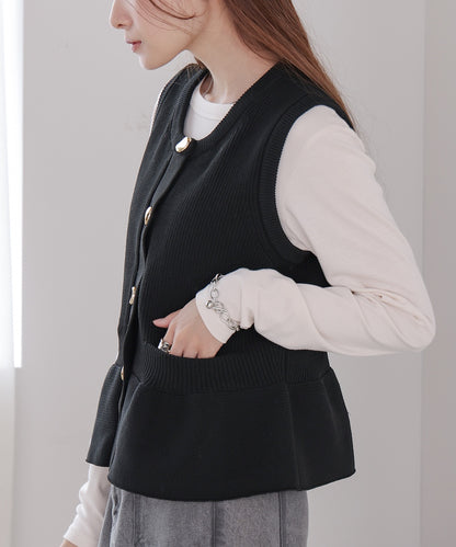 peplum spondish knit vest