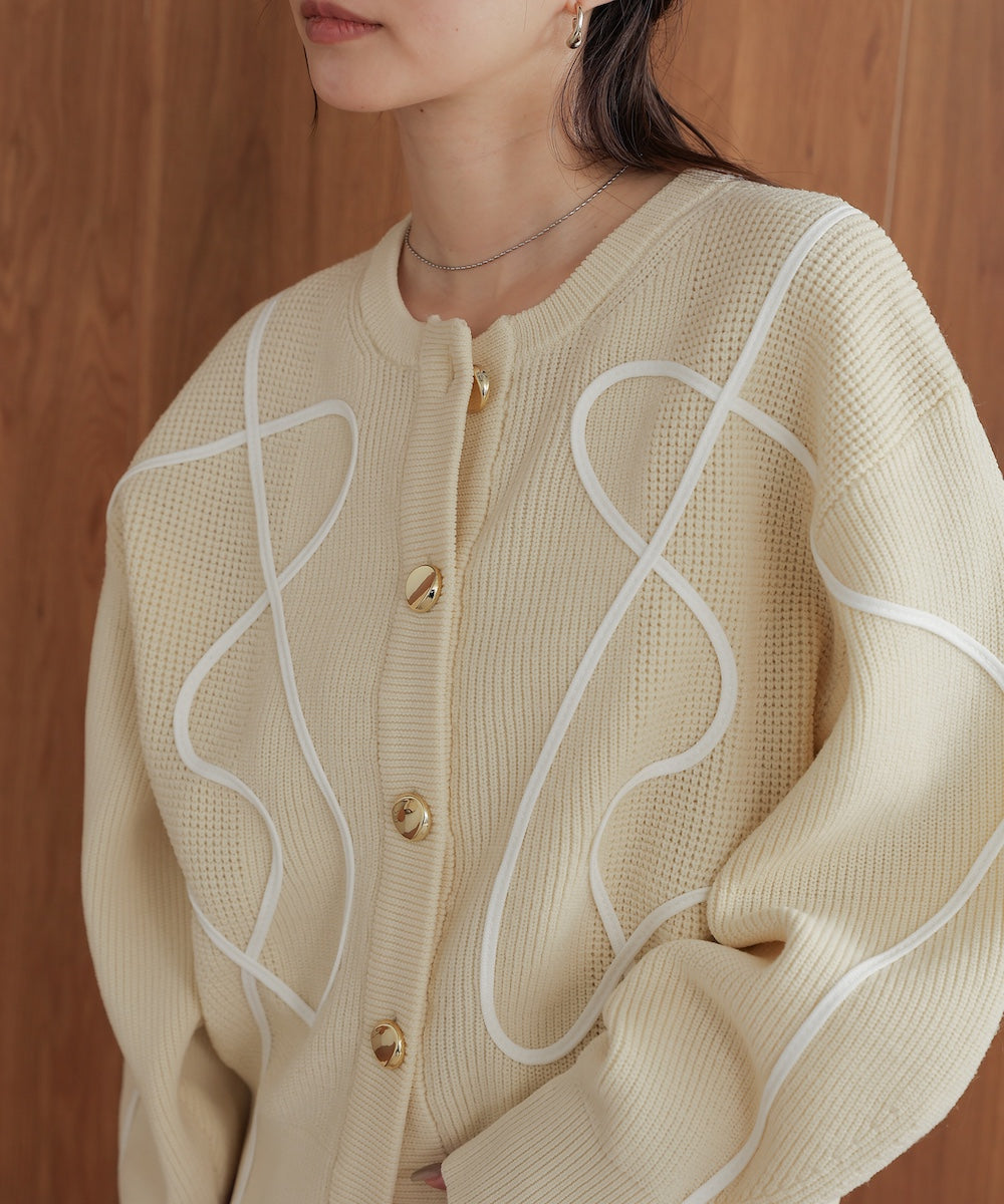 wave line spondish knit cardigan