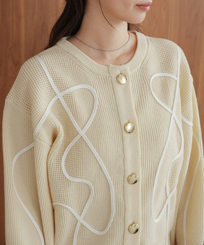 wave line spondish knit cardigan