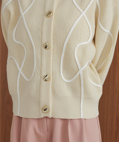 wave line spondish knit cardigan