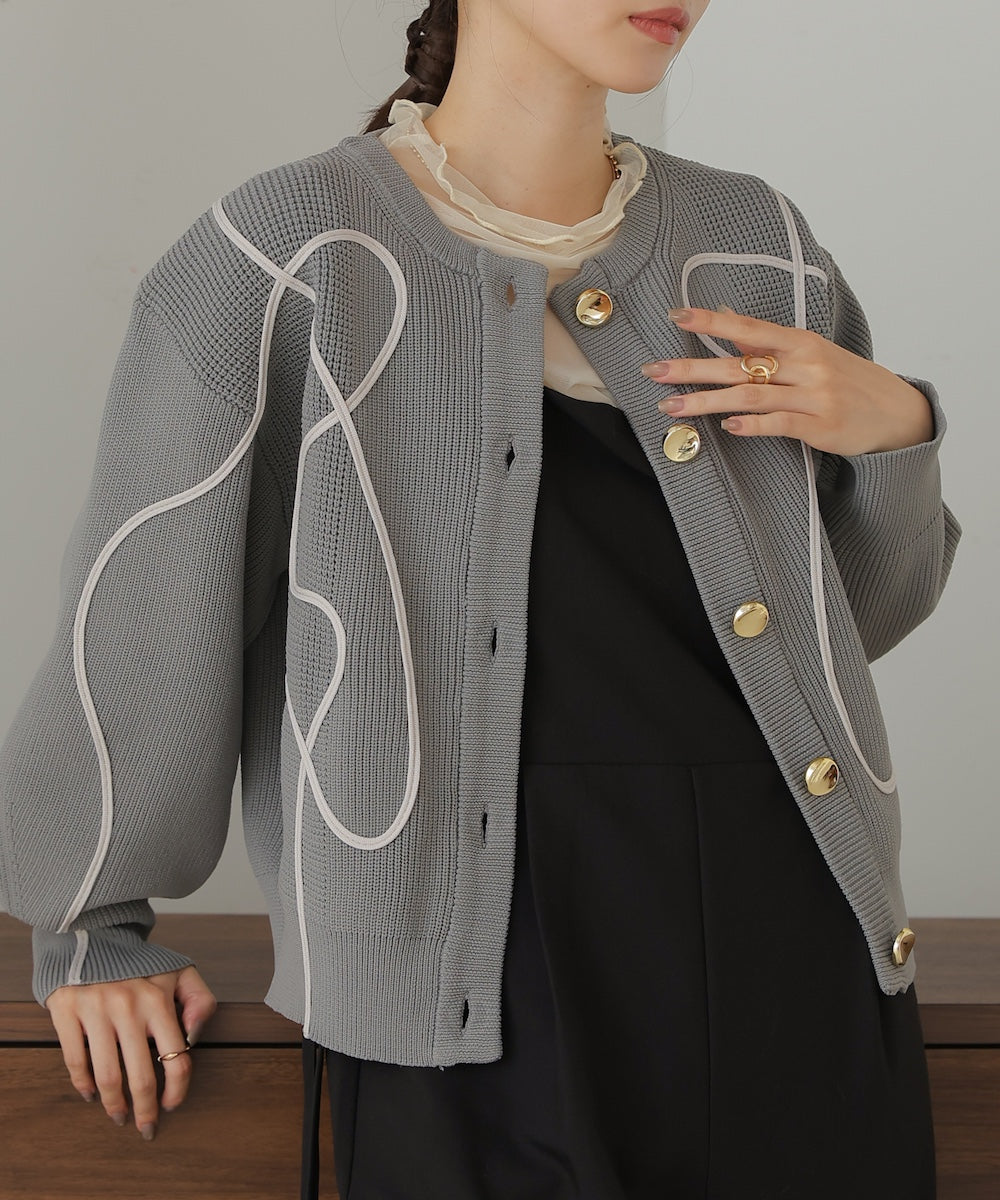 wave line spondish knit cardigan