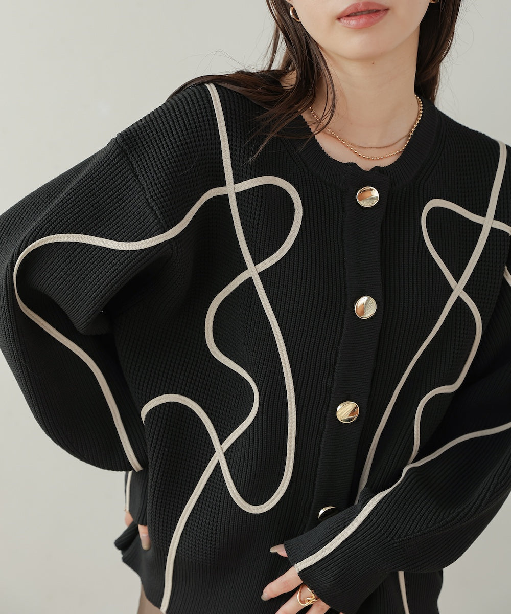 wave line spondish knit cardigan