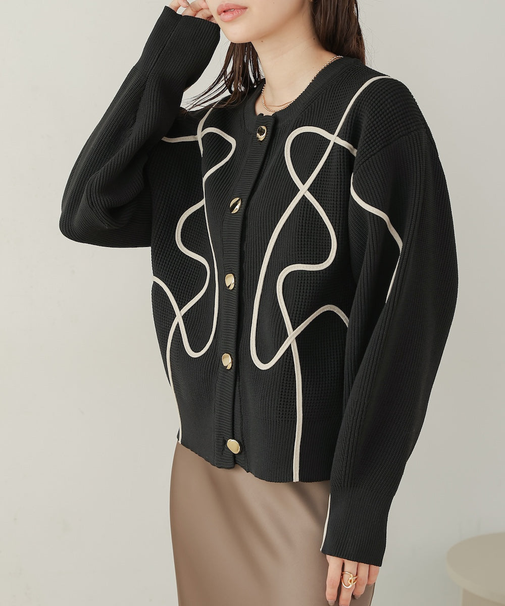 wave line spondish knit cardigan