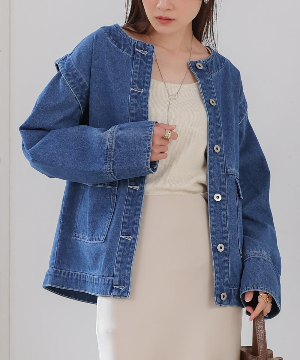 2way removable sleeve denim jacket