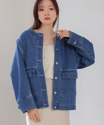 2way removable sleeve denim jacket