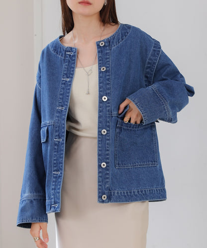 2way removable sleeve denim jacket