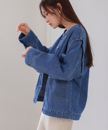 2way removable sleeve denim jacket