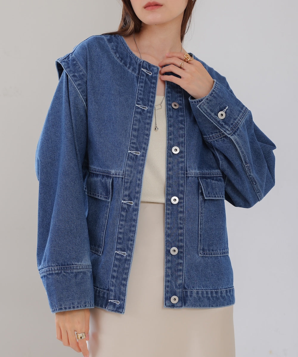 2way removable sleeve denim jacket