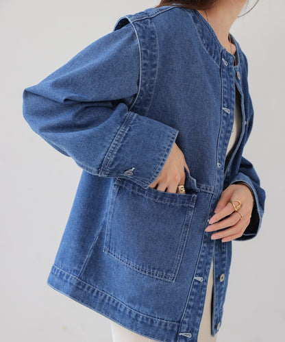 2way removable sleeve denim jacket