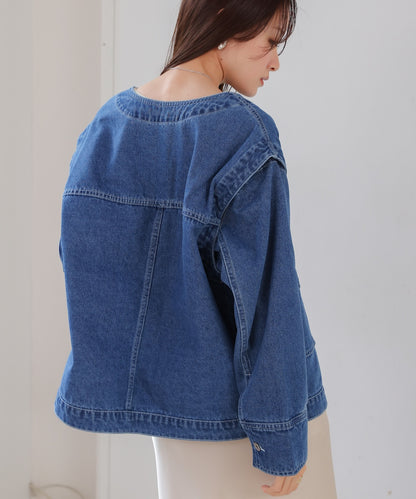 2way removable sleeve denim jacket