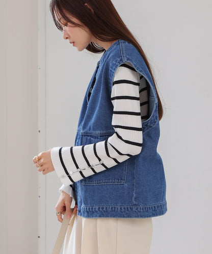 2way removable sleeve denim jacket