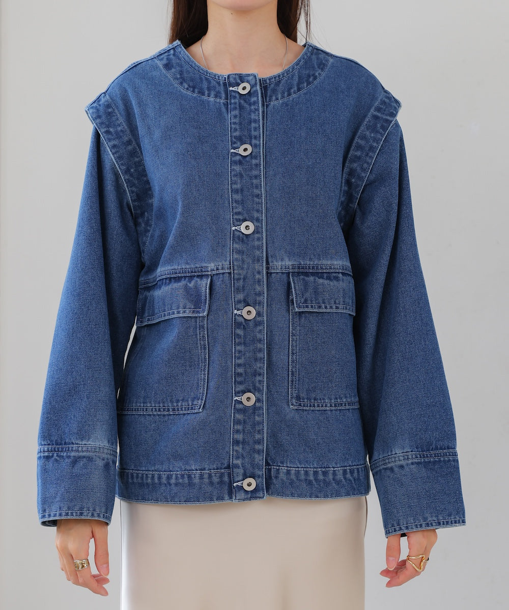 2way removable sleeve denim jacket