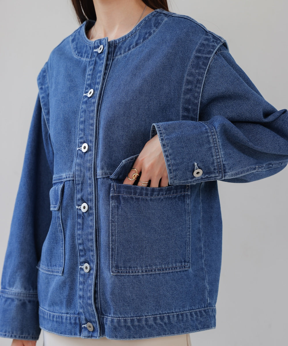 2way removable sleeve denim jacket