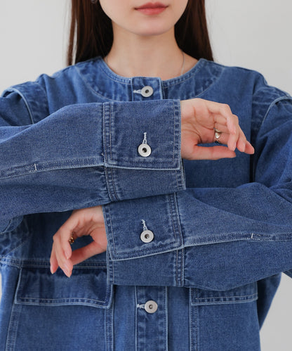 2way removable sleeve denim jacket