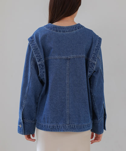 2way removable sleeve denim jacket