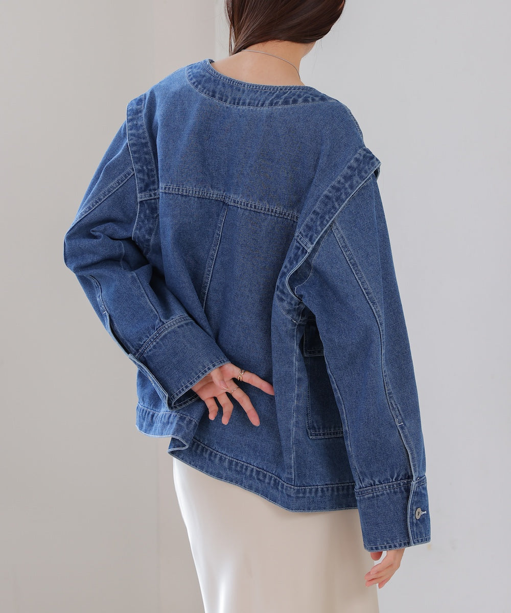 2way removable sleeve denim jacket