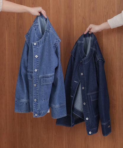 2way removable sleeve denim jacket