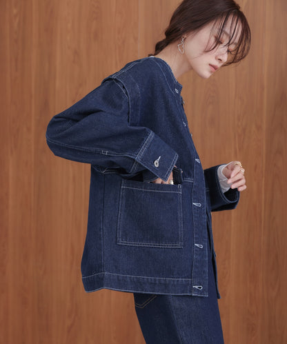 2way removable sleeve denim jacket