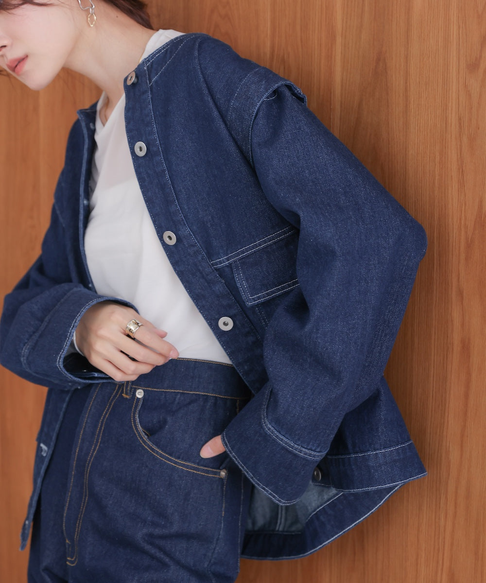 2way removable sleeve denim jacket