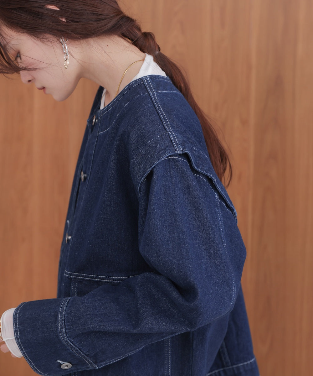 2way removable sleeve denim jacket