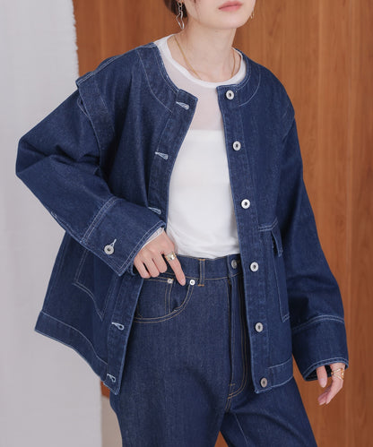 2way removable sleeve denim jacket