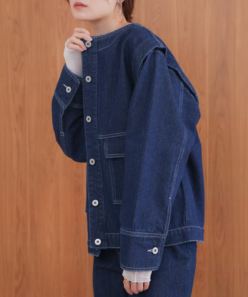 2way removable sleeve denim jacket