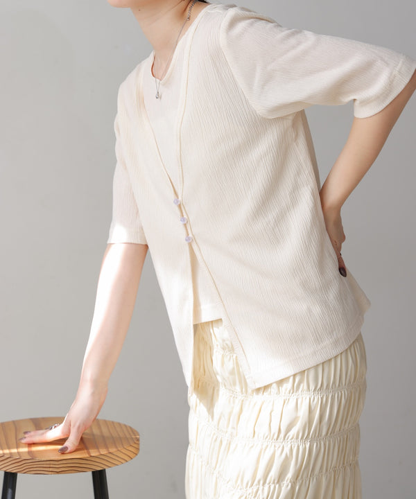 フェイクレイヤードカーディガントップス