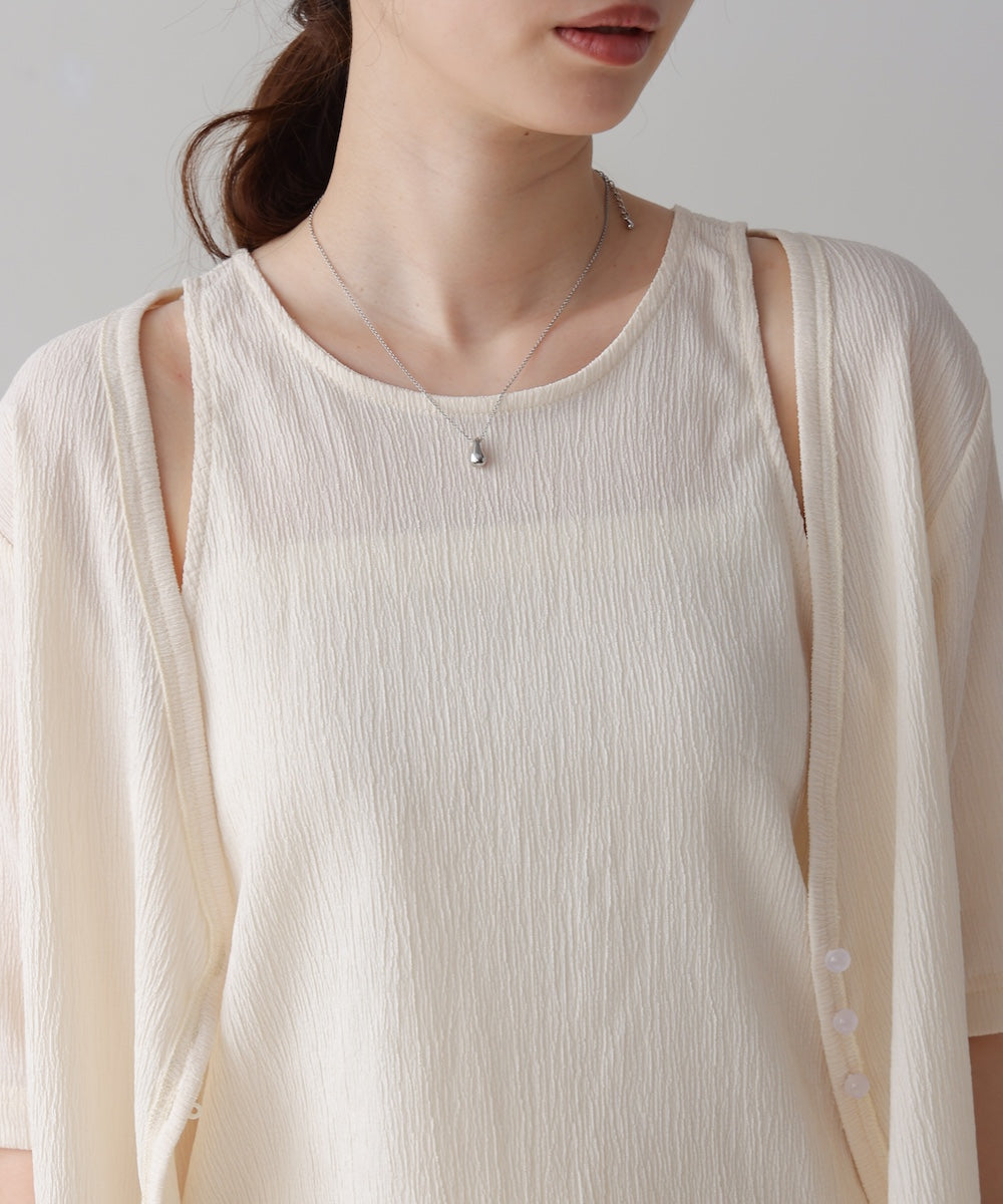 フェイクレイヤードカーディガントップス