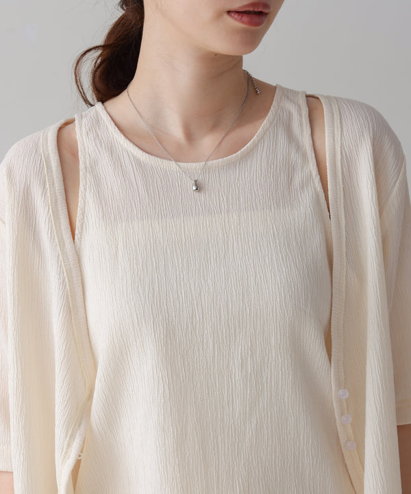 フェイクレイヤードカーディガントップス