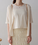 フェイクレイヤードカーディガントップス